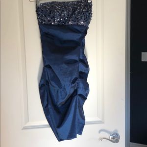 Navy Blue satin mini gown
